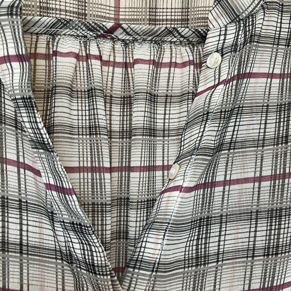 Philosophy Blouse Large Long Sleeve Button Up Sheer Plaid - Picture 4 of 9